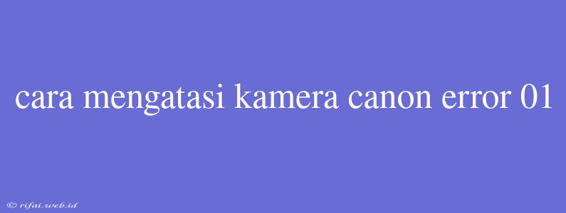 Cara Mengatasi Kamera Canon Error 01