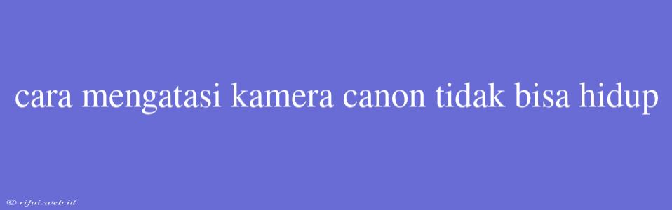 Cara Mengatasi Kamera Canon Tidak Bisa Hidup