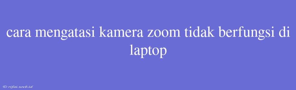 Cara Mengatasi Kamera Zoom Tidak Berfungsi Di Laptop