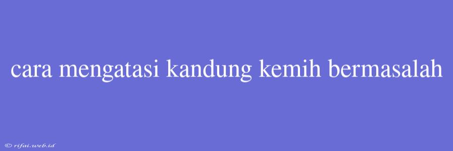 Cara Mengatasi Kandung Kemih Bermasalah