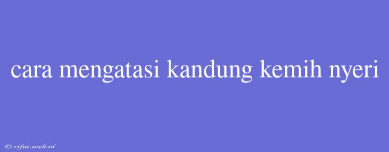 Cara Mengatasi Kandung Kemih Nyeri