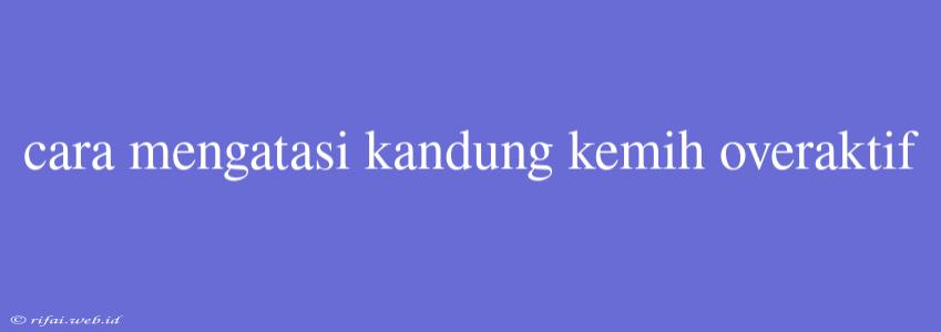 Cara Mengatasi Kandung Kemih Overaktif