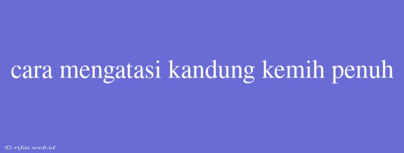 Cara Mengatasi Kandung Kemih Penuh