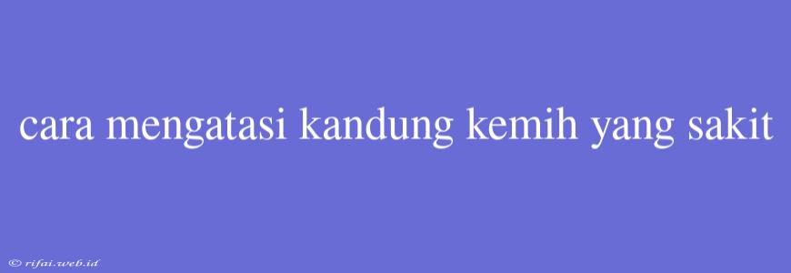 Cara Mengatasi Kandung Kemih Yang Sakit