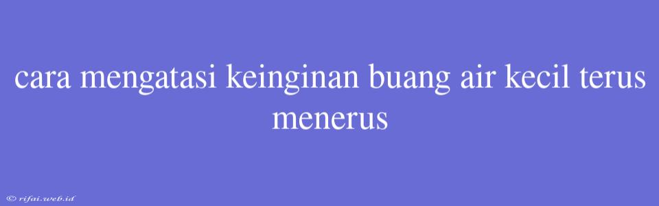 Cara Mengatasi Keinginan Buang Air Kecil Terus Menerus