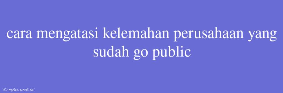 Cara Mengatasi Kelemahan Perusahaan Yang Sudah Go Public