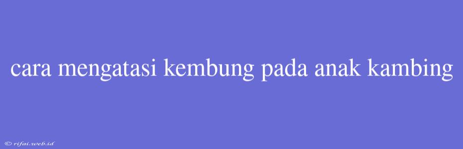 Cara Mengatasi Kembung Pada Anak Kambing