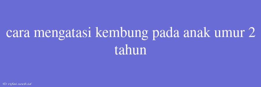 Cara Mengatasi Kembung Pada Anak Umur 2 Tahun