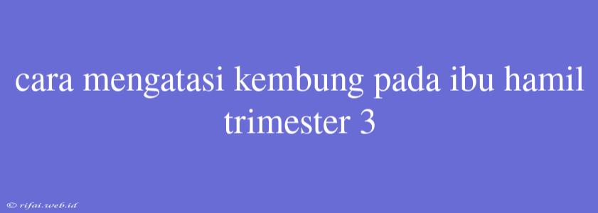 Cara Mengatasi Kembung Pada Ibu Hamil Trimester 3