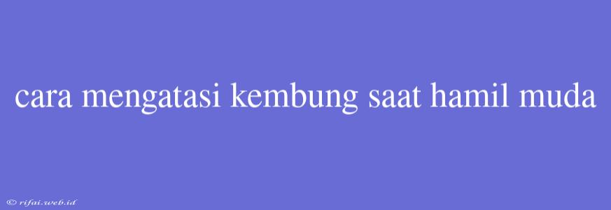 Cara Mengatasi Kembung Saat Hamil Muda