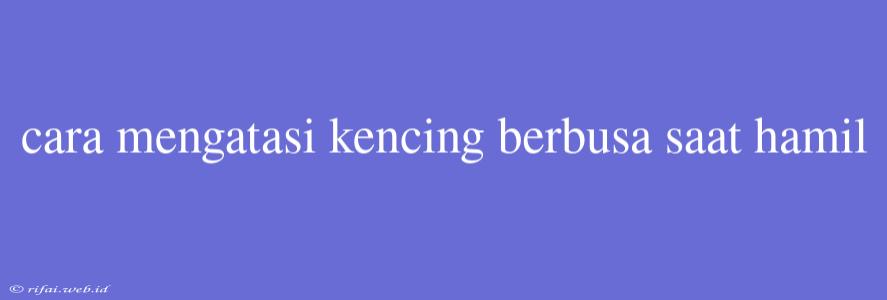 Cara Mengatasi Kencing Berbusa Saat Hamil