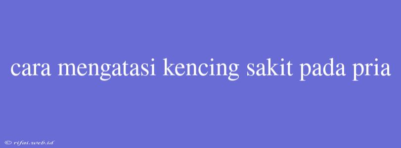 Cara Mengatasi Kencing Sakit Pada Pria