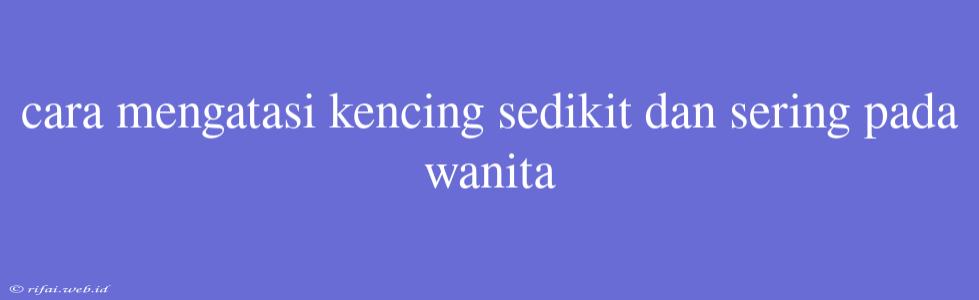 Cara Mengatasi Kencing Sedikit Dan Sering Pada Wanita