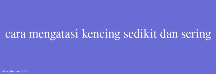 Cara Mengatasi Kencing Sedikit Dan Sering