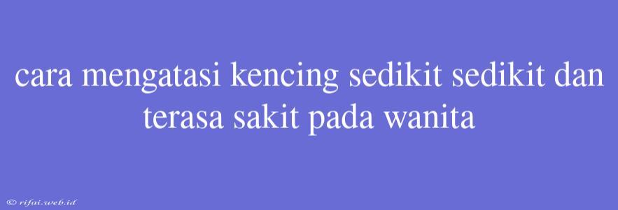 Cara Mengatasi Kencing Sedikit Sedikit Dan Terasa Sakit Pada Wanita