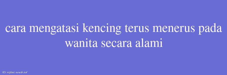 Cara Mengatasi Kencing Terus Menerus Pada Wanita Secara Alami