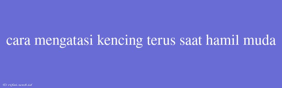 Cara Mengatasi Kencing Terus Saat Hamil Muda