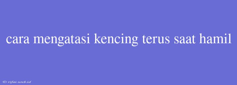 Cara Mengatasi Kencing Terus Saat Hamil