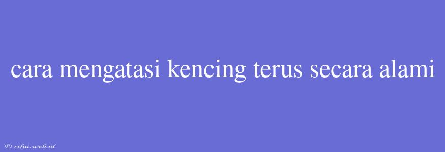 Cara Mengatasi Kencing Terus Secara Alami