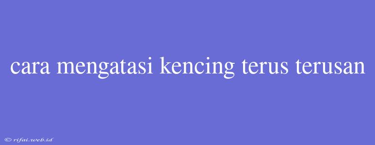 Cara Mengatasi Kencing Terus Terusan