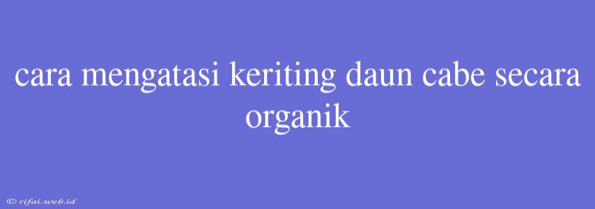 Cara Mengatasi Keriting Daun Cabe Secara Organik