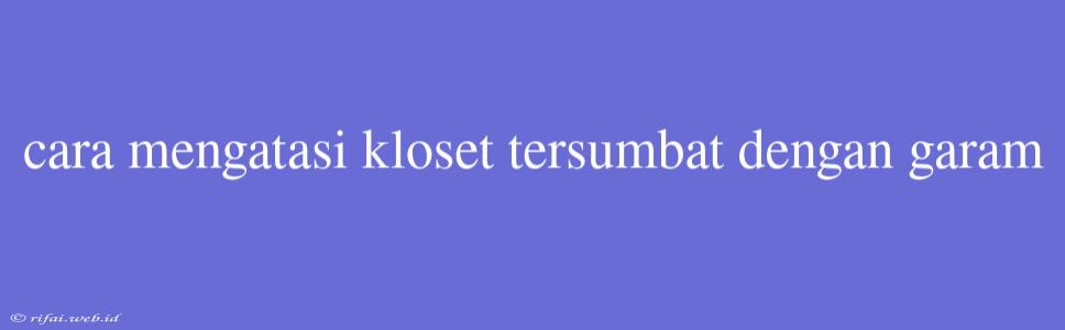 Cara Mengatasi Kloset Tersumbat Dengan Garam