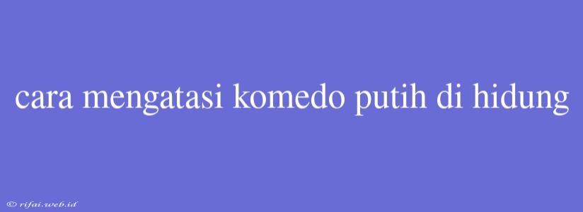 Cara Mengatasi Komedo Putih Di Hidung